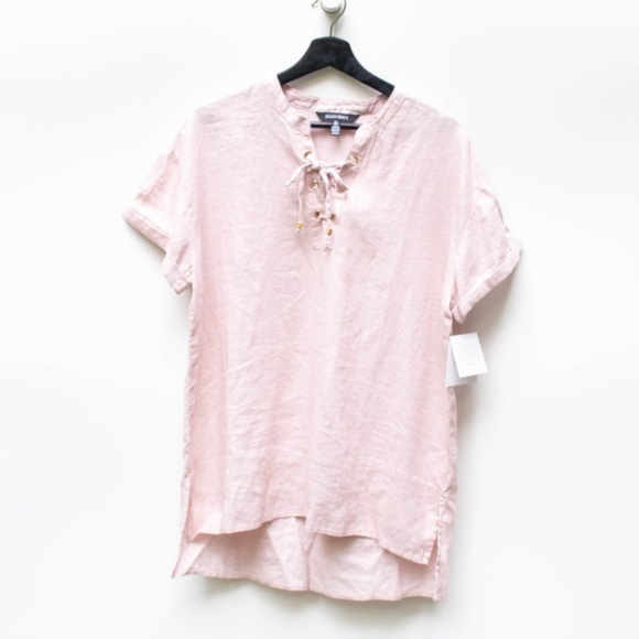Ellen Tracy Tops - Ellen Tracy | NWT Pink Linen Short Sleeve Blouse